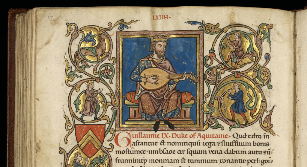 Un duc jouant de la guitare.